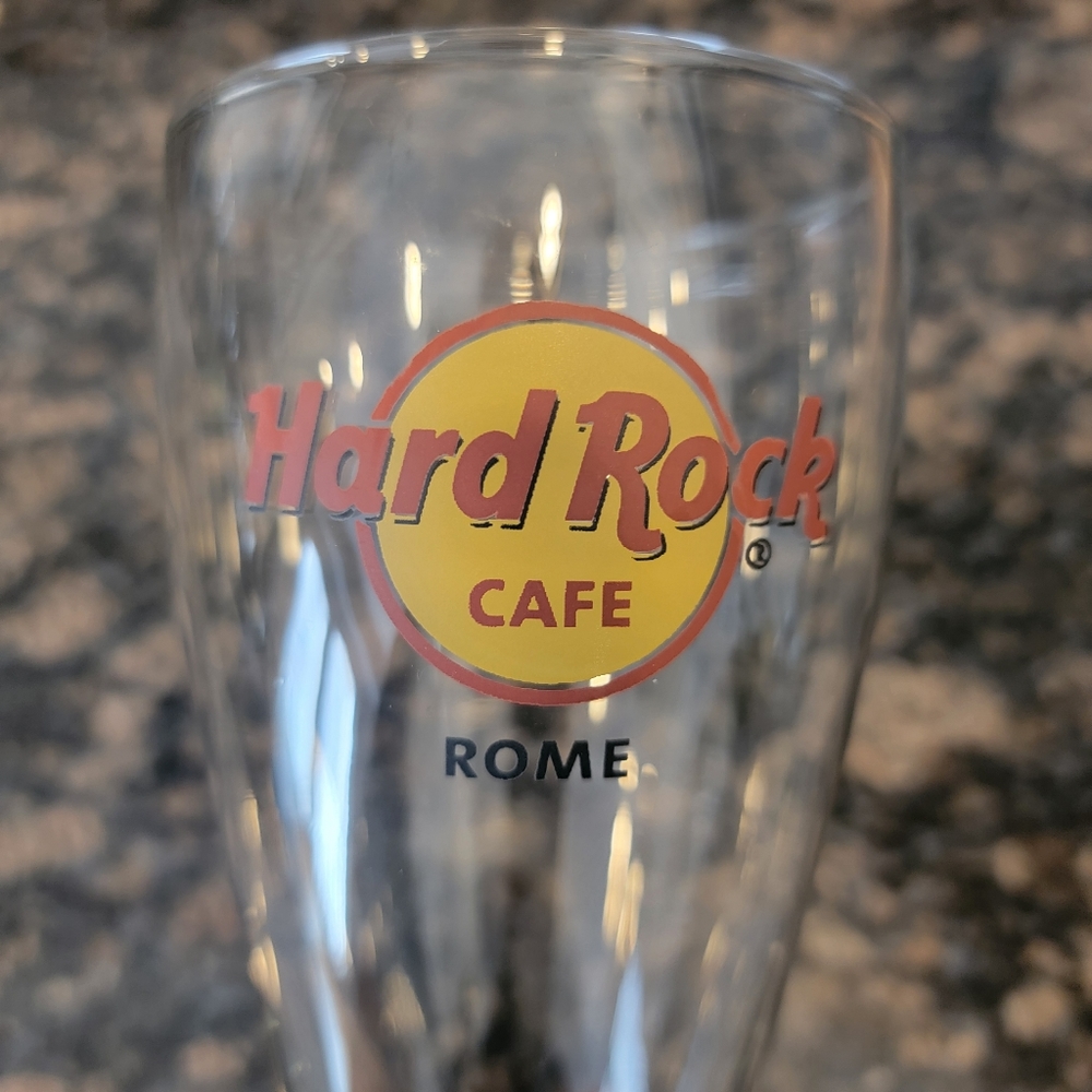 Hard Rock Cafe Two Pilsner Beer Glasses "Amsterdam"